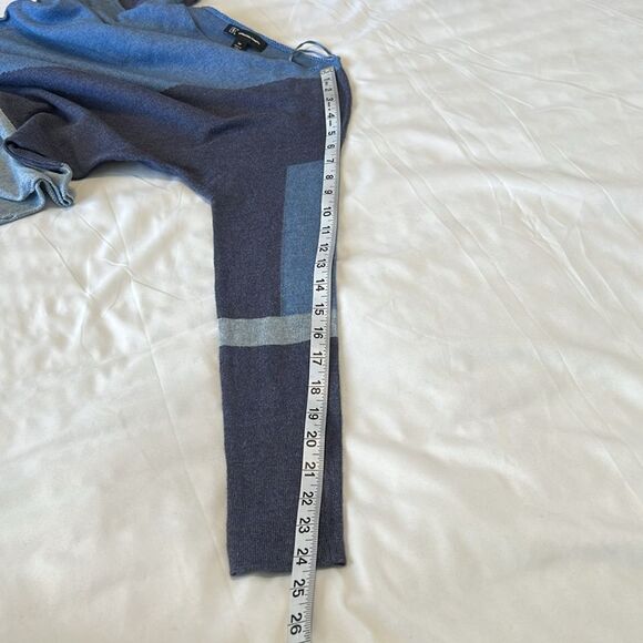 INC szPP/S colorblock multi blue & gray LS round hem shorter in back sweater EUC - Picture 7 of 11